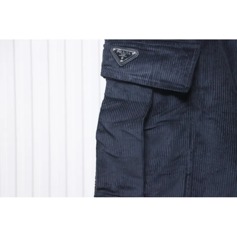 Prada 23FW Corduroy Cargo Pants Dark Blue