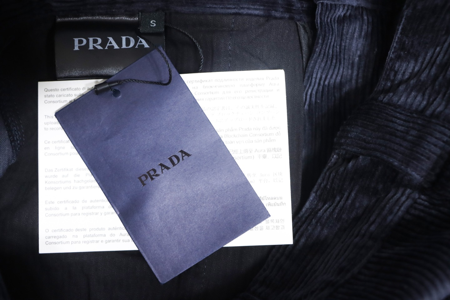 Prada 23FW Corduroy Cargo Pants Dark Blue