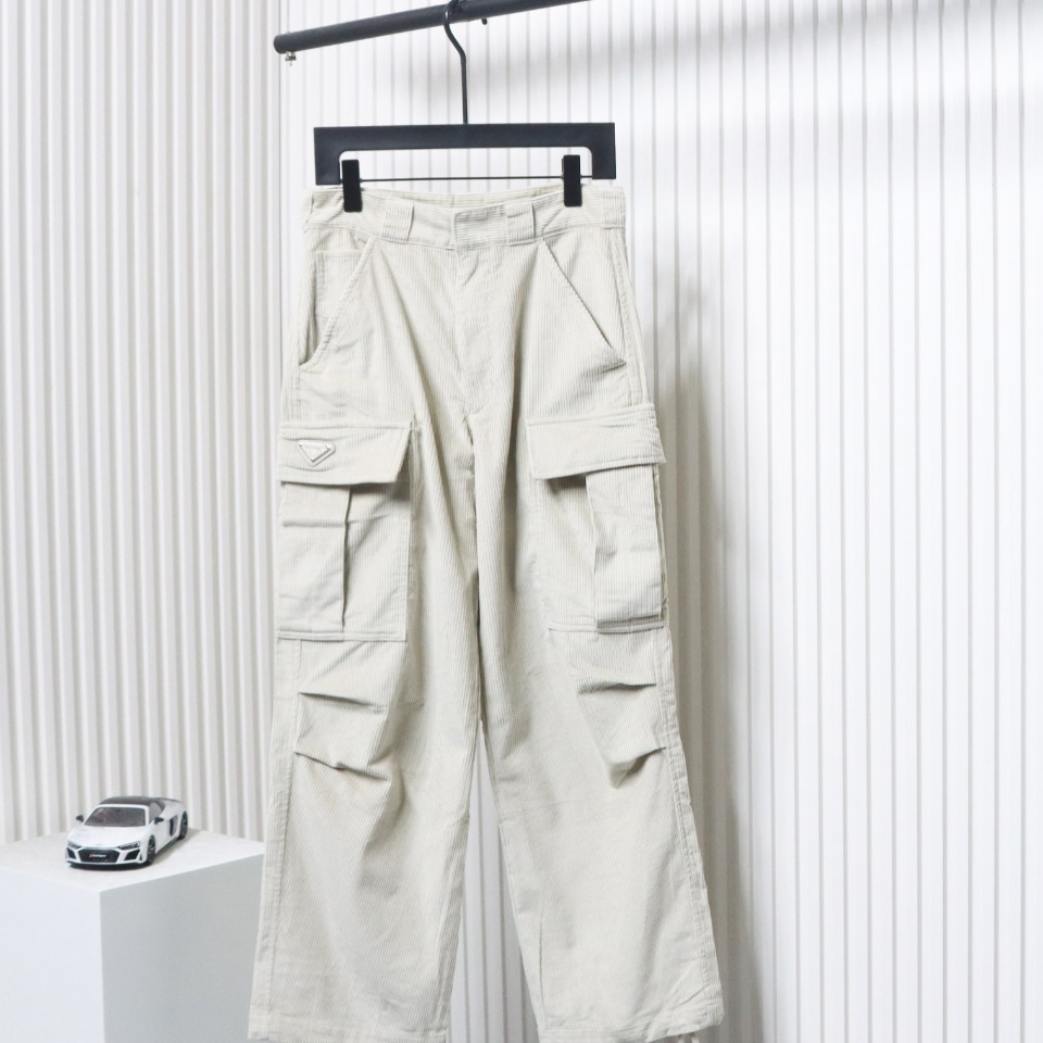 Prada 23FW Corduroy Cargo Pants White