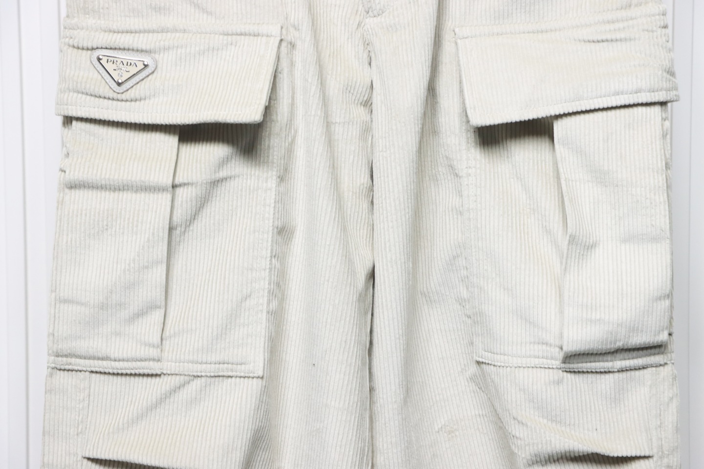 Prada 23FW Corduroy Cargo Pants White