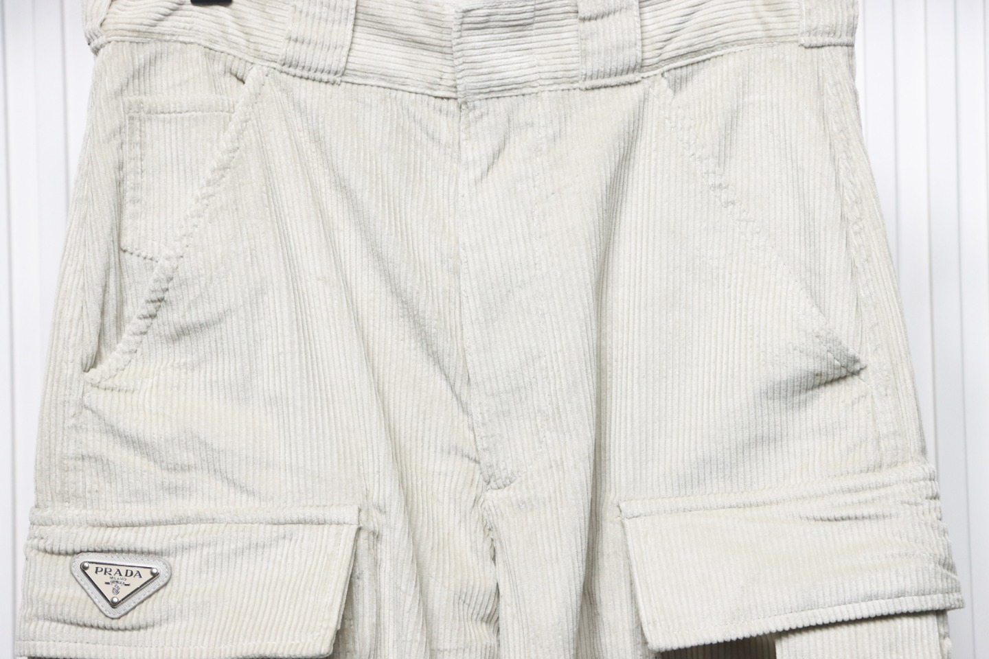 Prada 23FW Corduroy Cargo Pants White