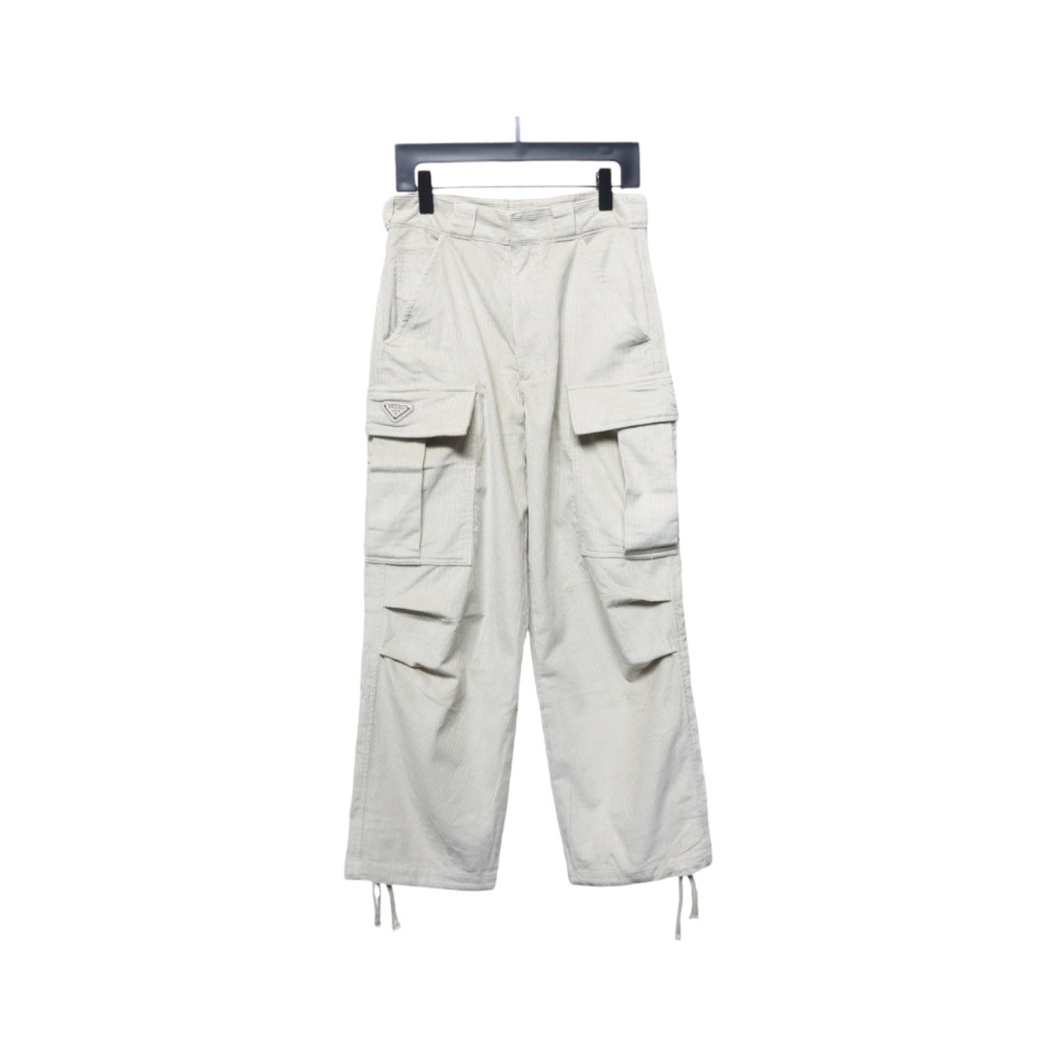 Prada 23FW Corduroy Cargo Pants White