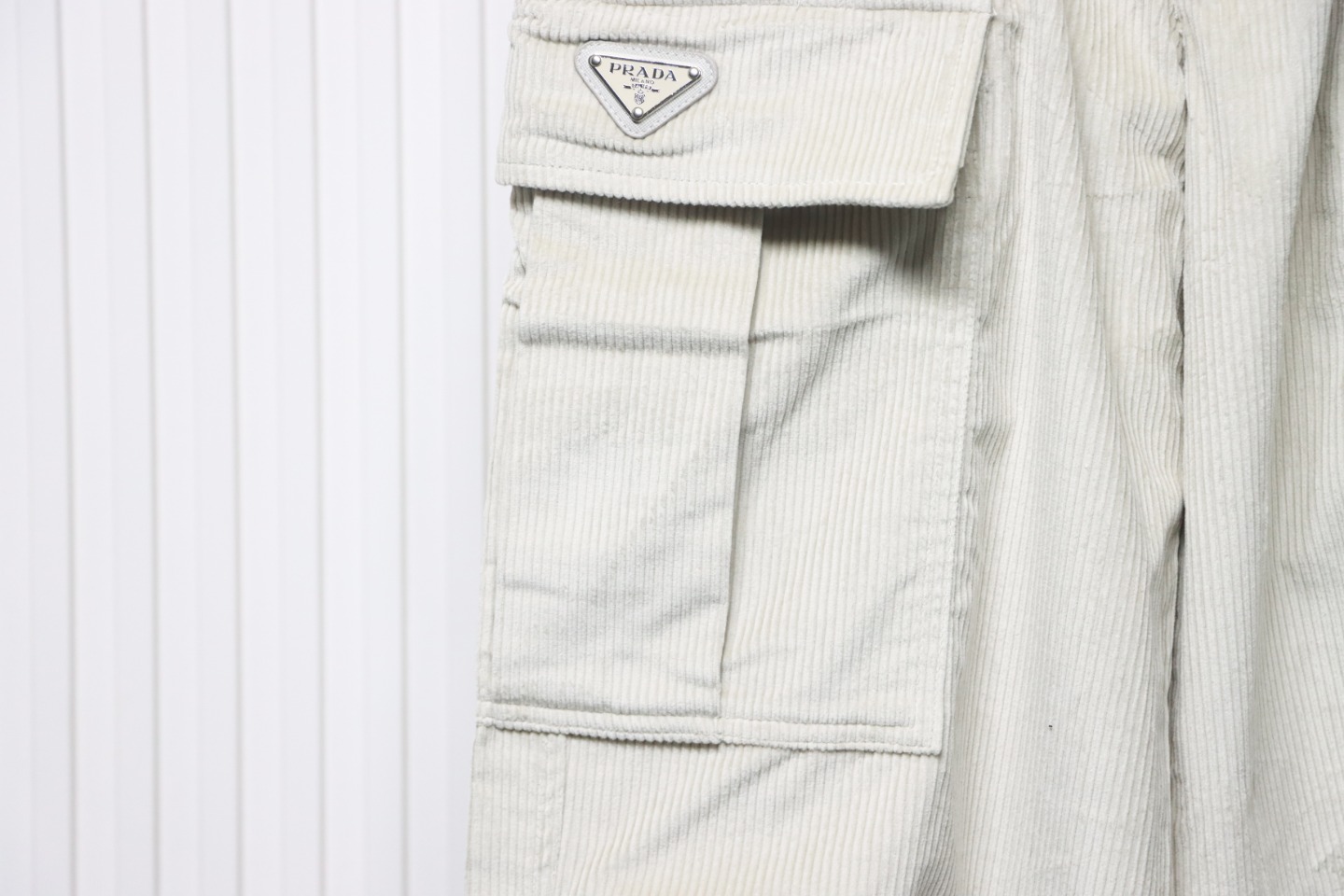 Prada 23FW Corduroy Cargo Pants White
