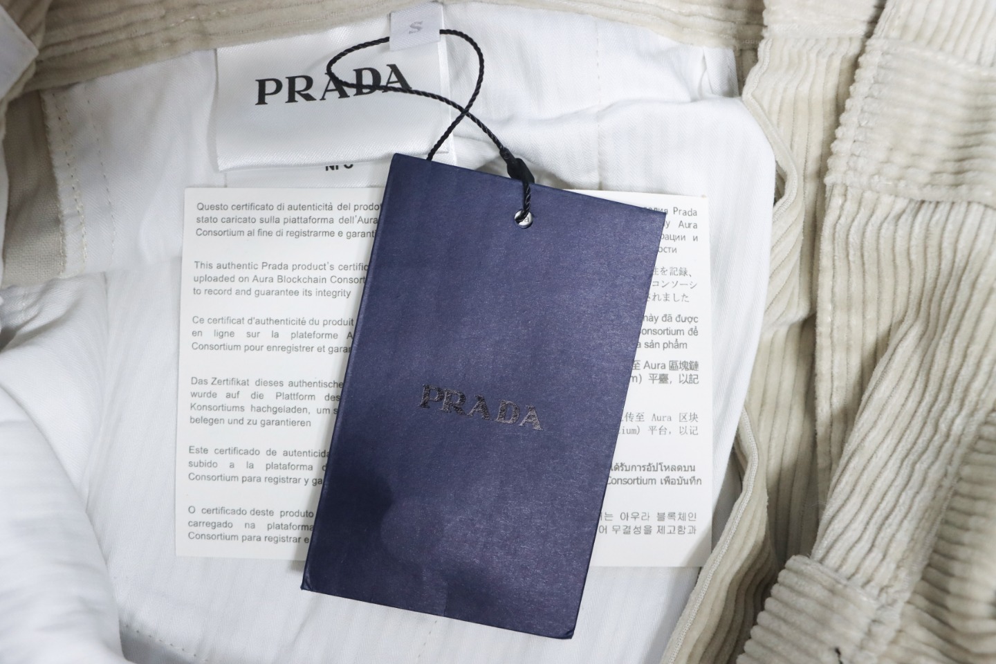 Prada 23FW Corduroy Cargo Pants White