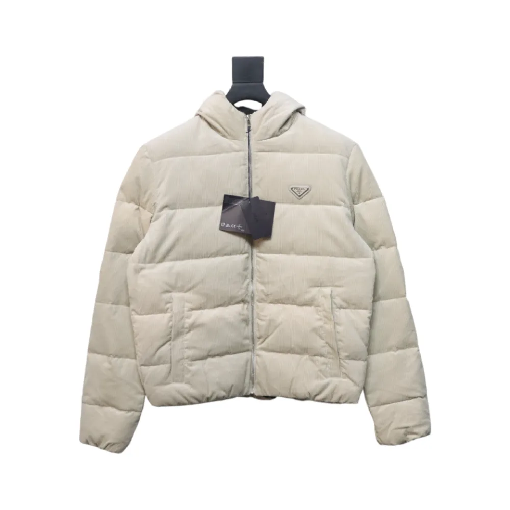 Prada 23FW Corduroy Down Jacket Beige