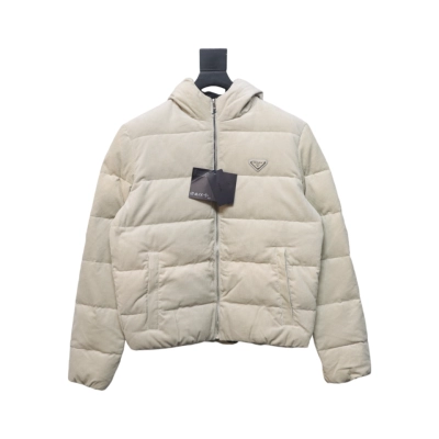 Prada 23FW Corduroy Down Jacket Beige 01