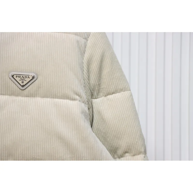 Prada 23FW Corduroy Down Jacket Beige