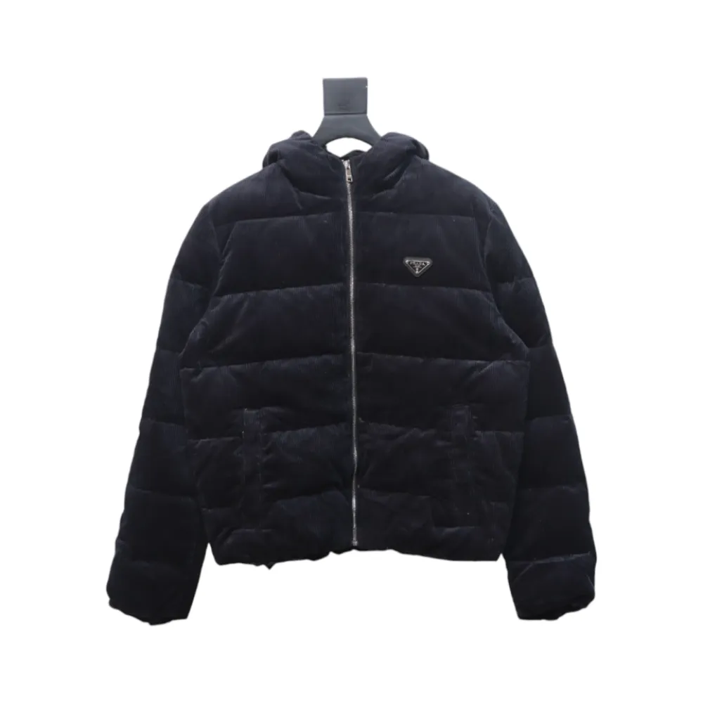Prada 23FW Corduroy Down Jacket Black