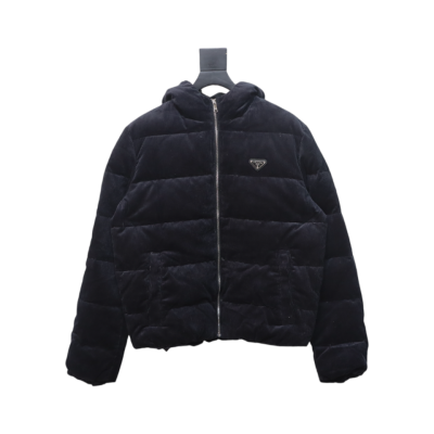 Prada 23FW Corduroy Down Jacket Black 01