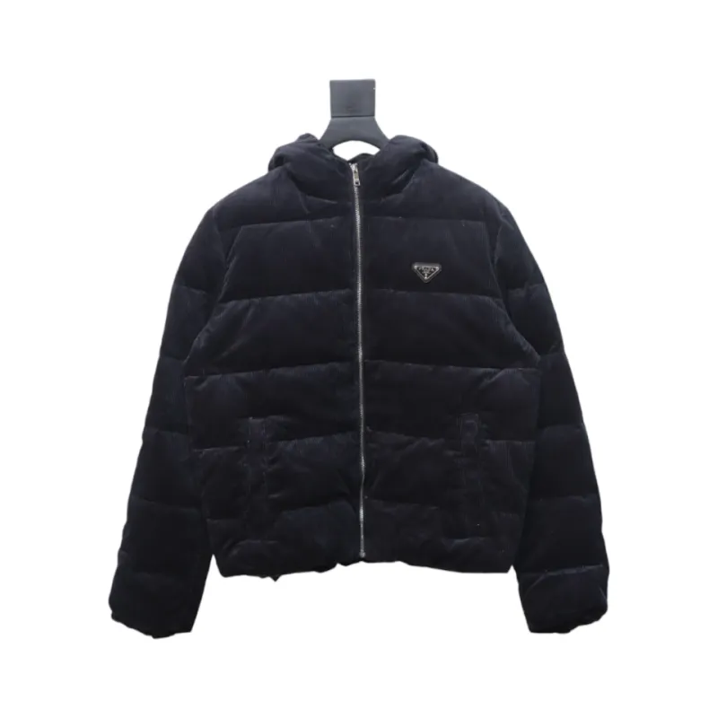 Prada 23FW Corduroy Down Jacket Black