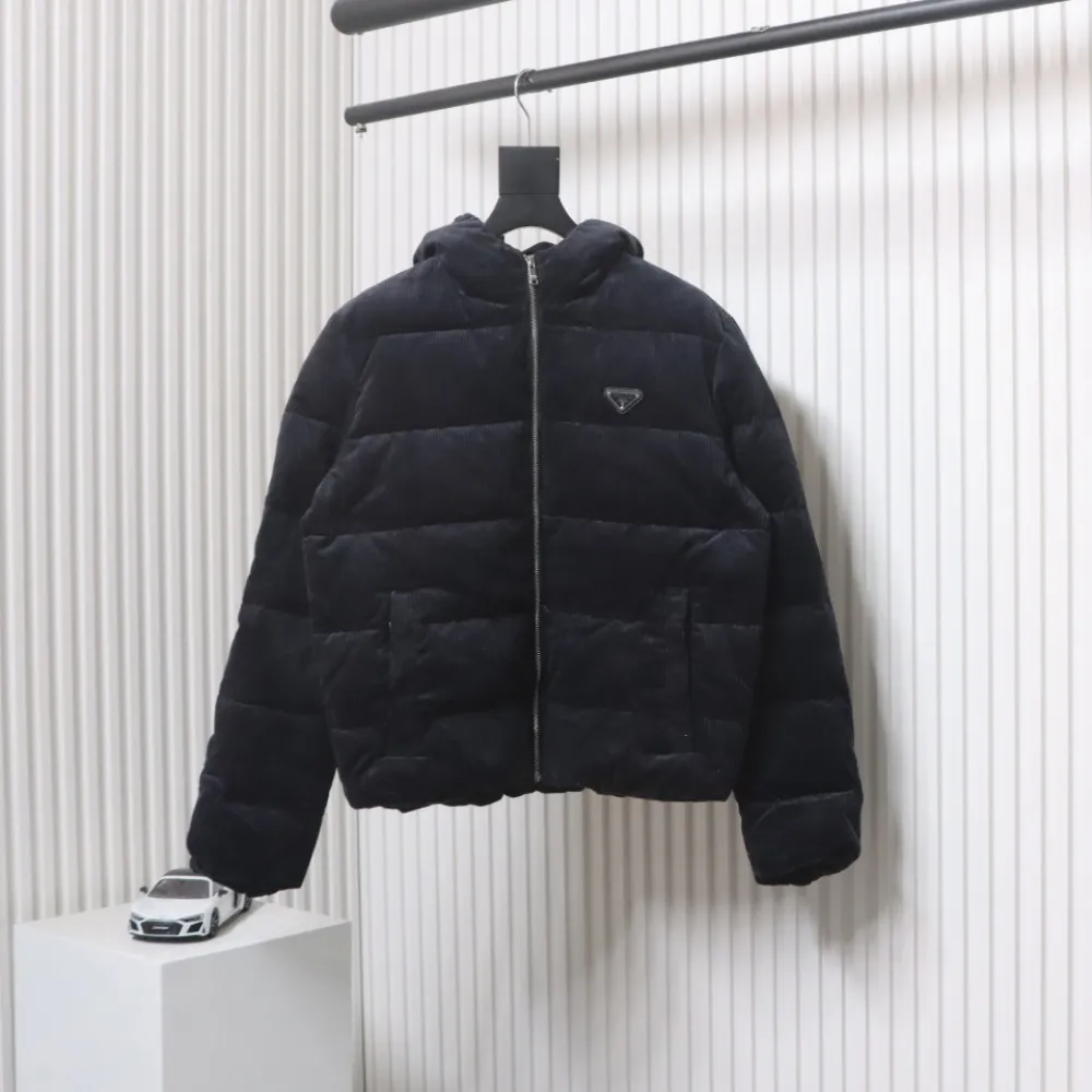Prada 23FW Corduroy Down Jacket Black