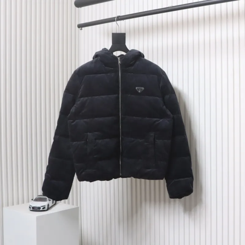Prada 23FW Corduroy Down Jacket Black
