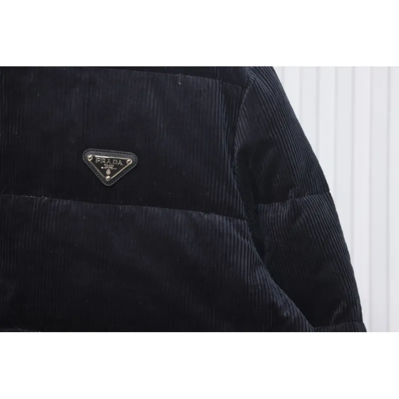 Prada 23FW Corduroy Down Jacket Black