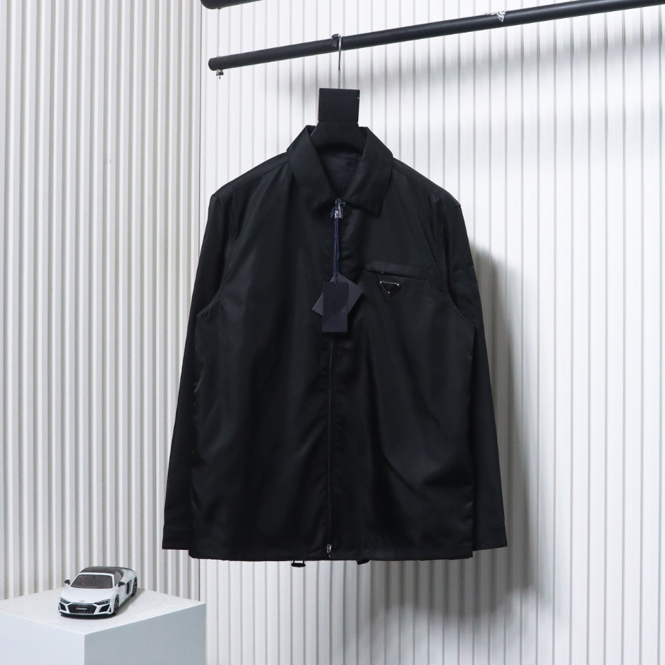 Prada 23Fw Pocket Triangle Logo Double Zipper Jacket