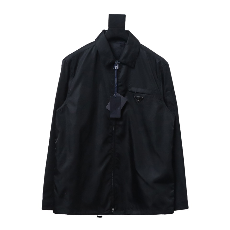 Prada 23Fw Pocket Triangle Logo Double Zipper Jacket