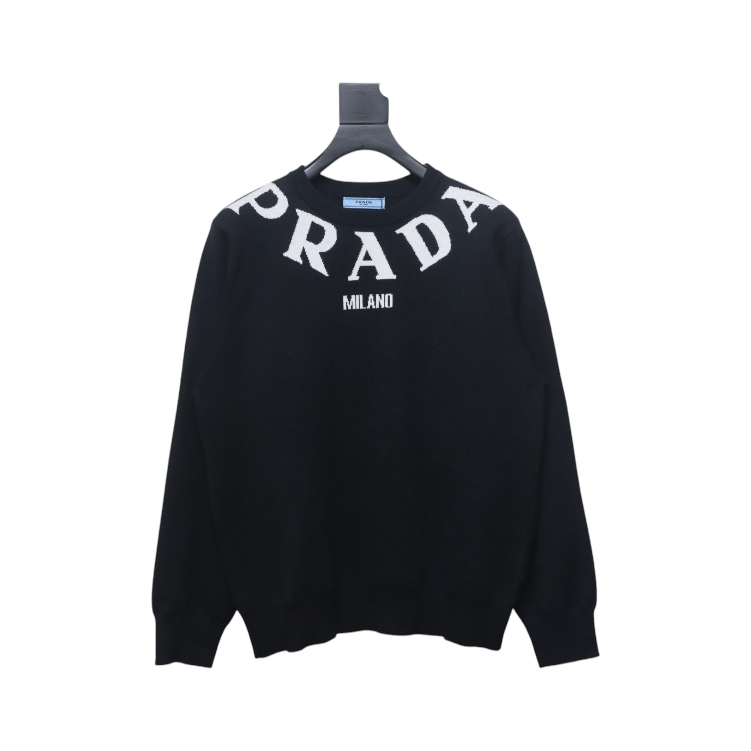 Prada 23ss Series Chest Necklace Letter Border Three-Dimensional Jacquard Sweater