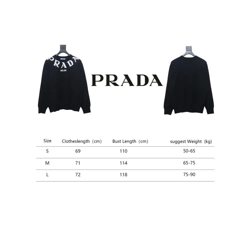 Prada 23ss Series Chest Necklace Letter Border Three-Dimensional Jacquard Sweater