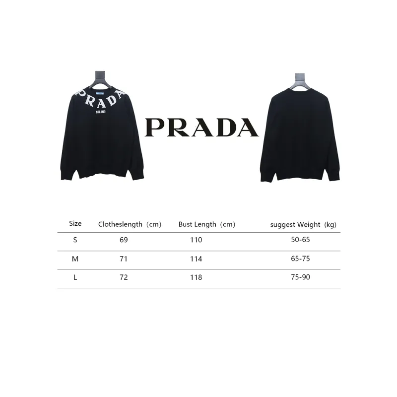 Prada 23ss Series Chest Necklace Letter Border Three-Dimensional Jacquard Sweater