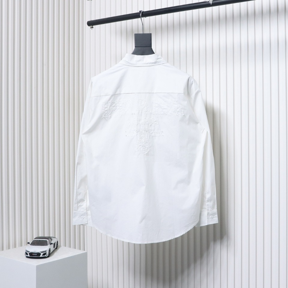 Prada 24Fw Back Patch Lettering Long Sleeve Shirt