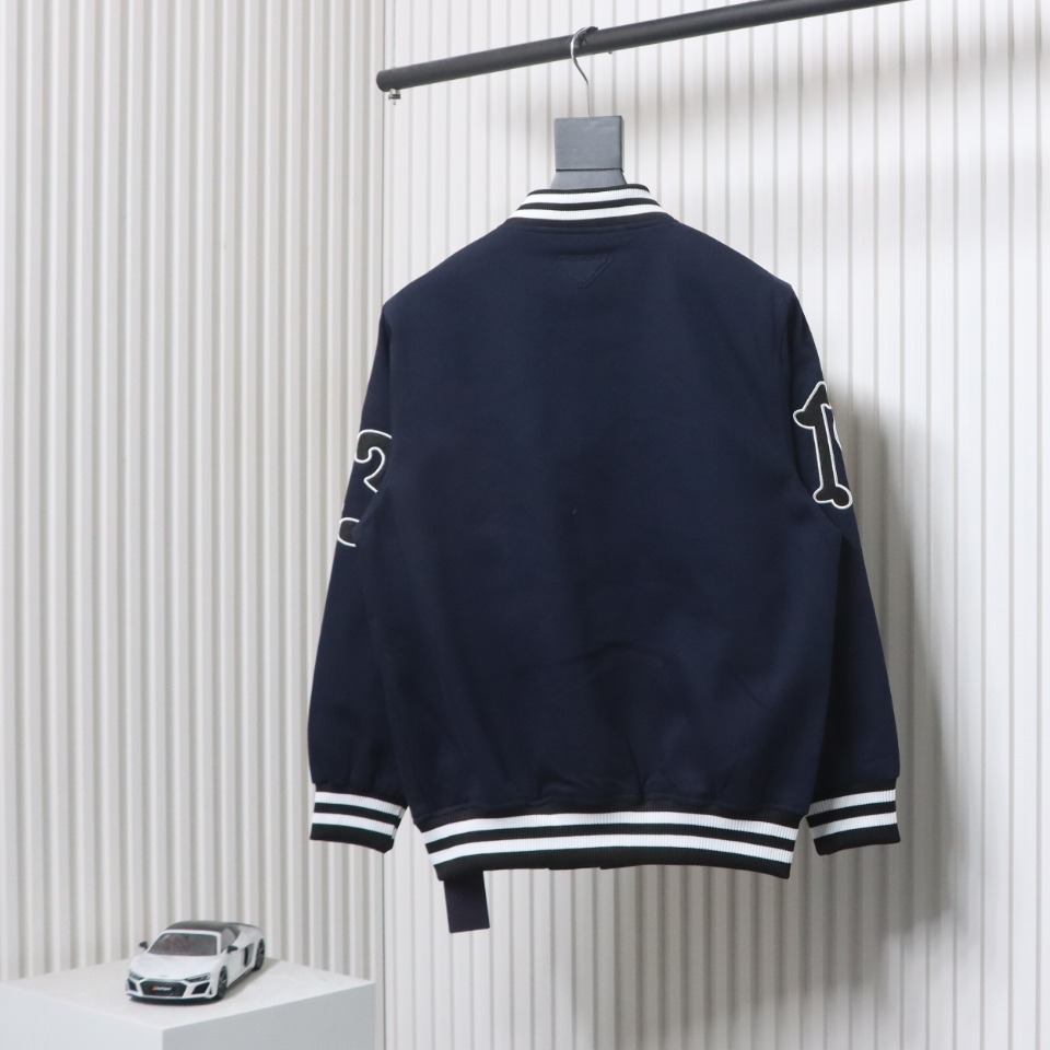 Prada 24FW Canvas Grain Padded Baseball Jacket