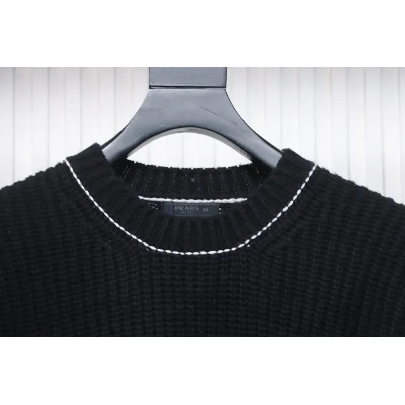 Prada 24FW Chunky White Crew Neck Sweater