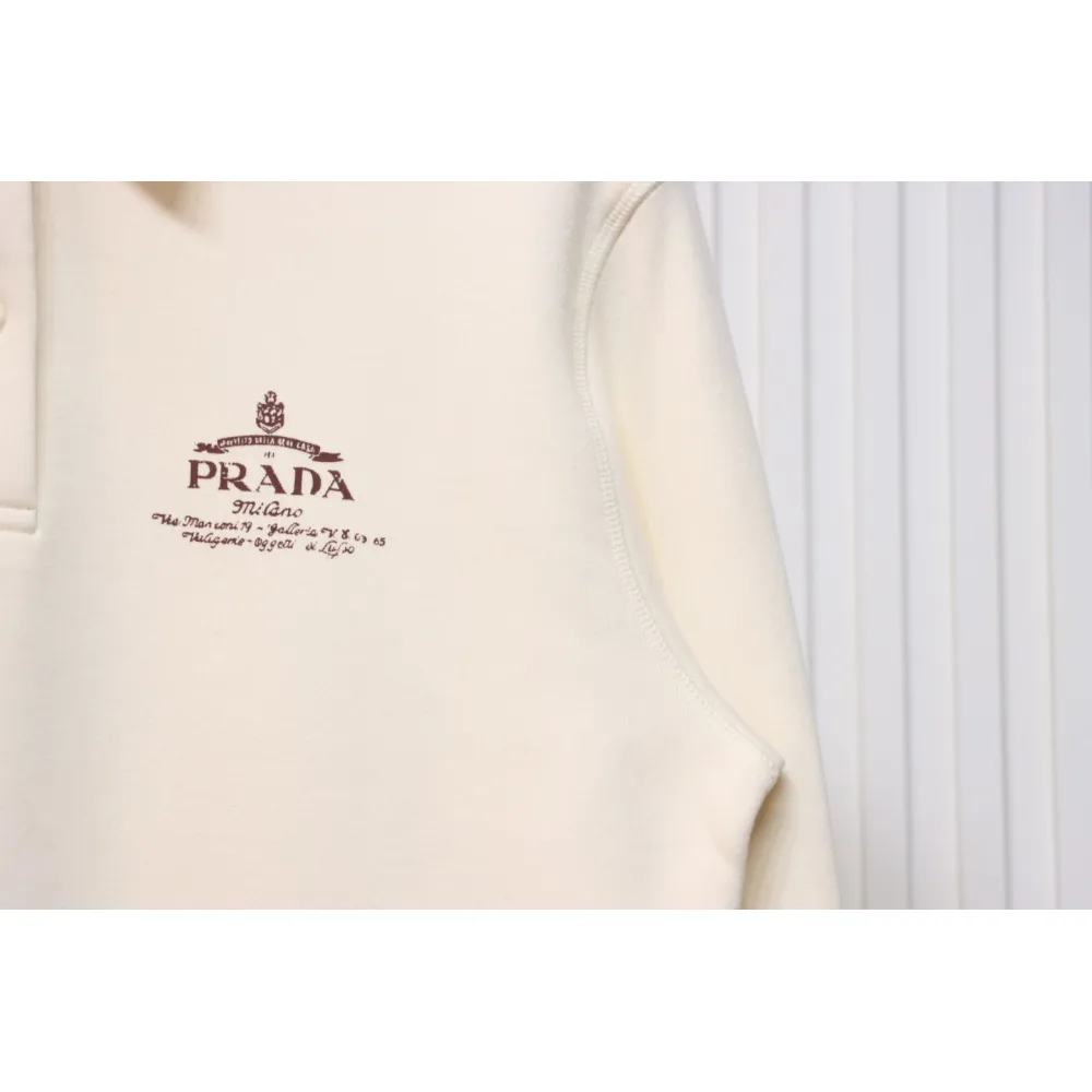 Prada 24Fw Distressed Logo Print Lapel Hoodie