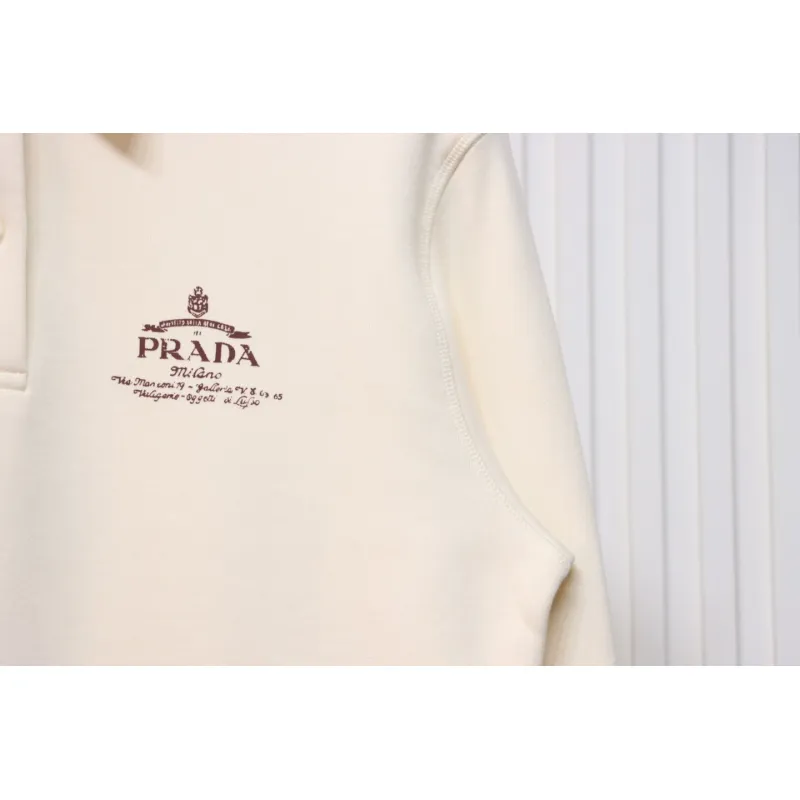 Prada 24Fw Distressed Logo Print Lapel Hoodie