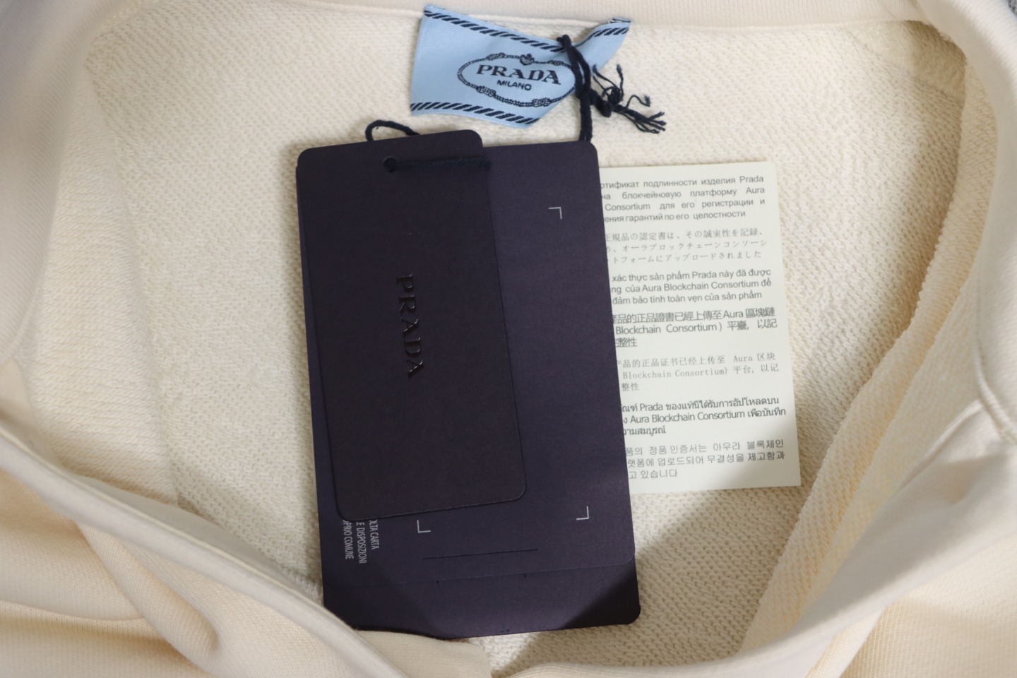 Prada 24Fw Distressed Logo Print Lapel Hoodie