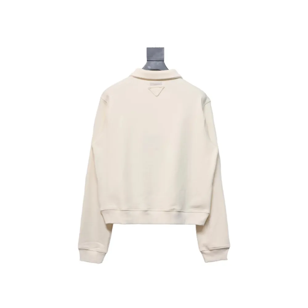 Prada 24Fw Distressed Logo Print Lapel Hoodie