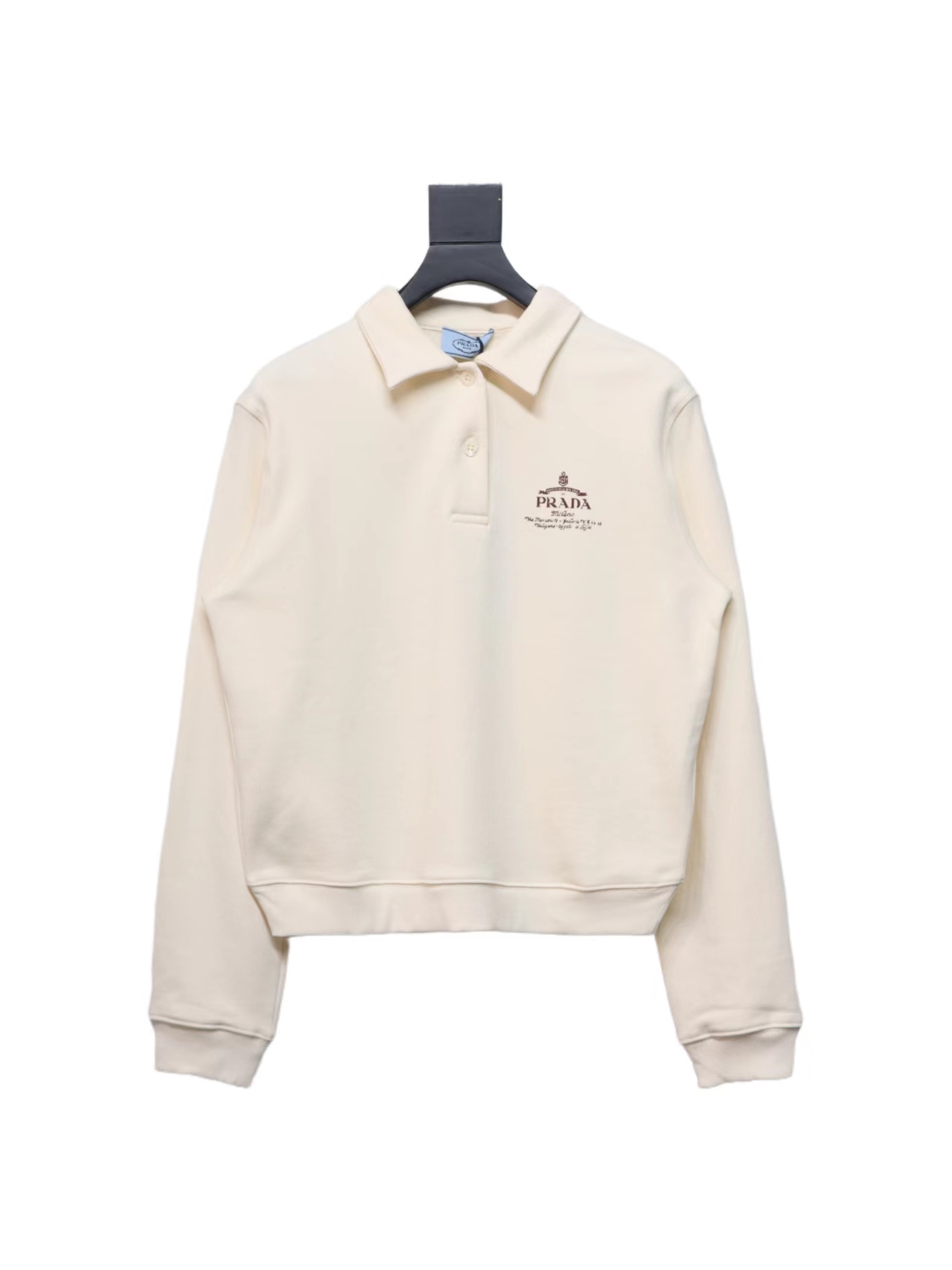 Prada 24Fw Distressed Logo Print Lapel Hoodie