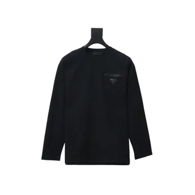 Prada 24Fw Pocket Triangle Metal Logo Long Sleeve T-shirt Black 01
