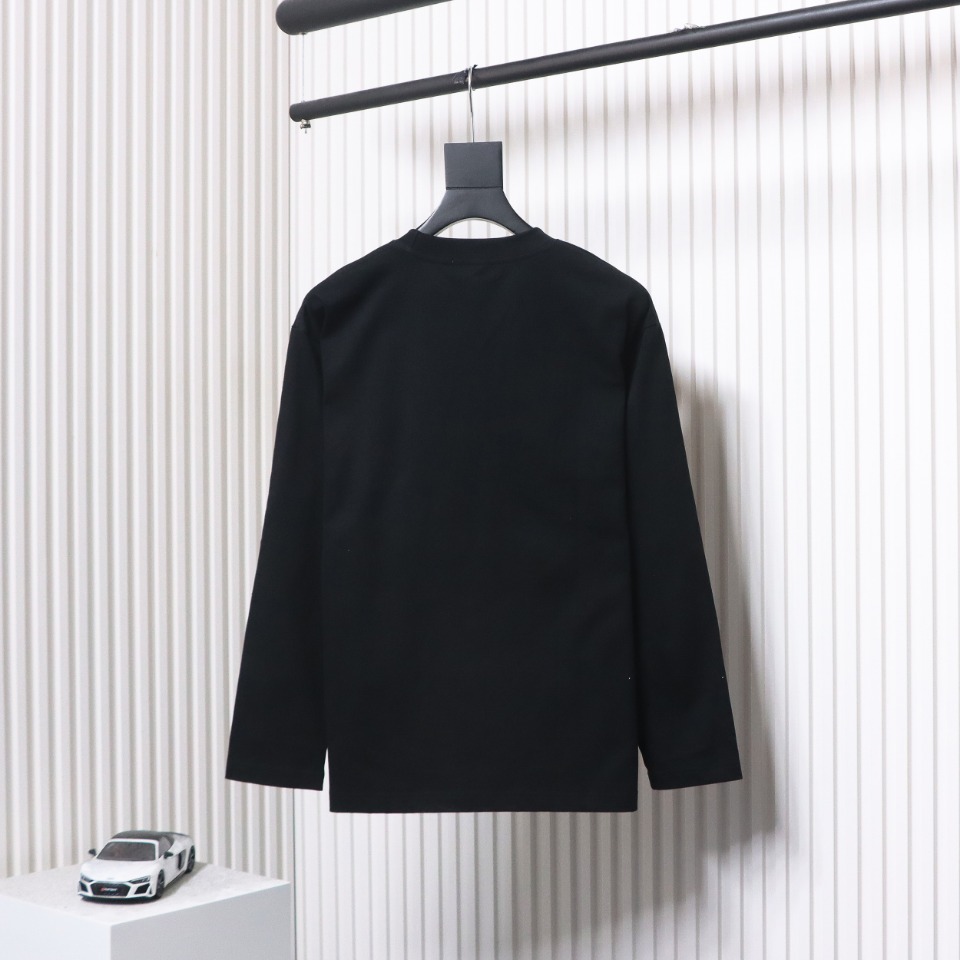 Prada 24Fw Pocket Triangle Metal Logo Long Sleeve T-shirt Black