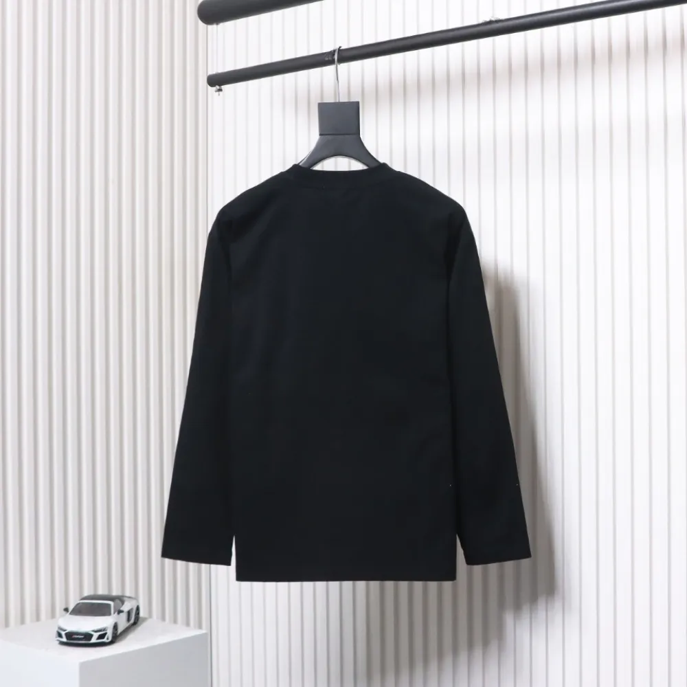 Prada 24Fw Pocket Triangle Metal Logo Long Sleeve T-shirt Black