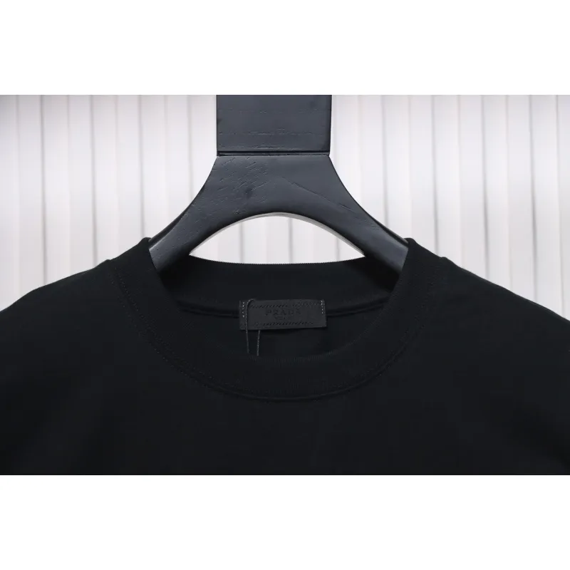 Prada 24Fw Pocket Triangle Metal Logo Long Sleeve T-shirt Black