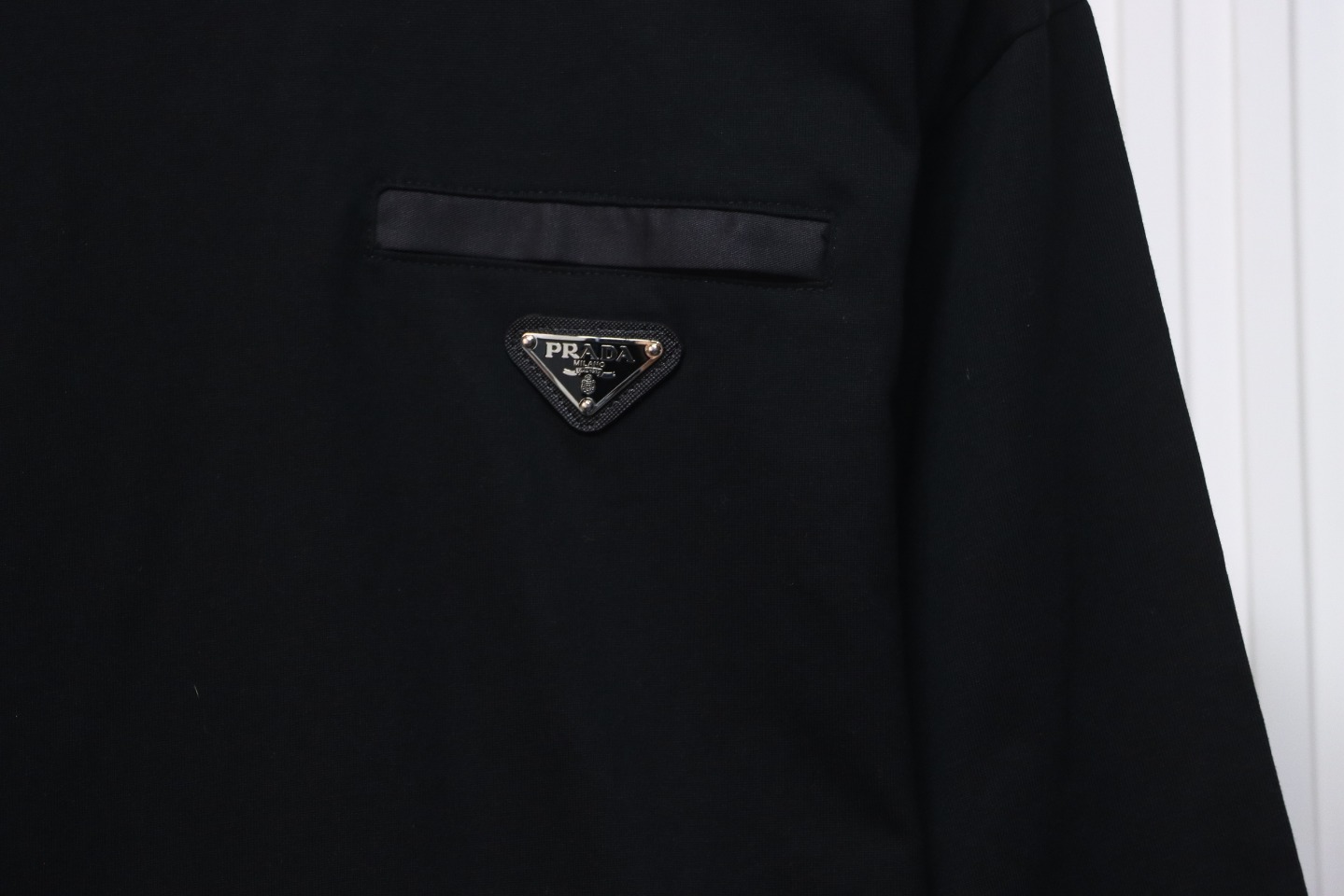 Prada 24Fw Pocket Triangle Metal Logo Long Sleeve T-shirt Black