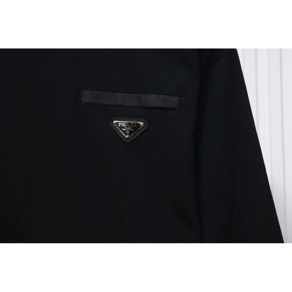 Prada 24Fw Pocket Triangle Metal Logo Long Sleeve T-shirt Black