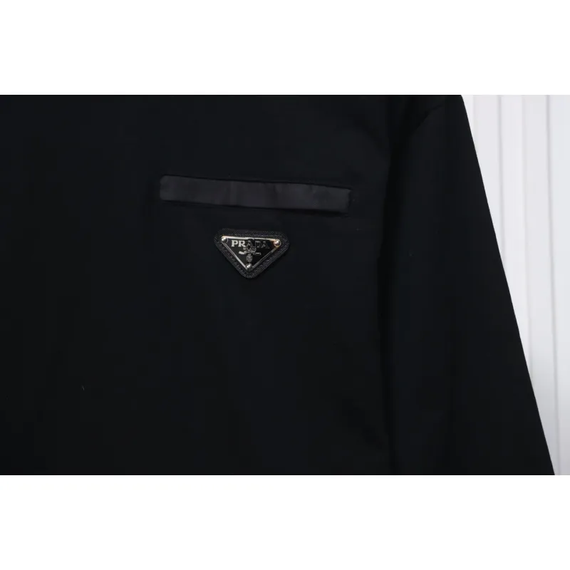 Prada 24Fw Pocket Triangle Metal Logo Long Sleeve T-shirt Black