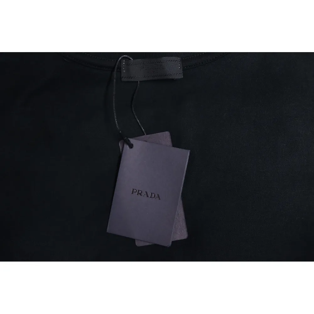 Prada 24Fw Pocket Triangle Metal Logo Long Sleeve T-shirt Black
