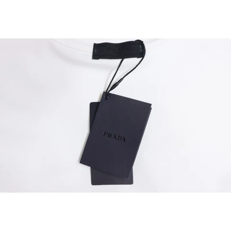 Prada 24Fw Pocket Triangle Metal Logo Long Sleeve T-shirt White