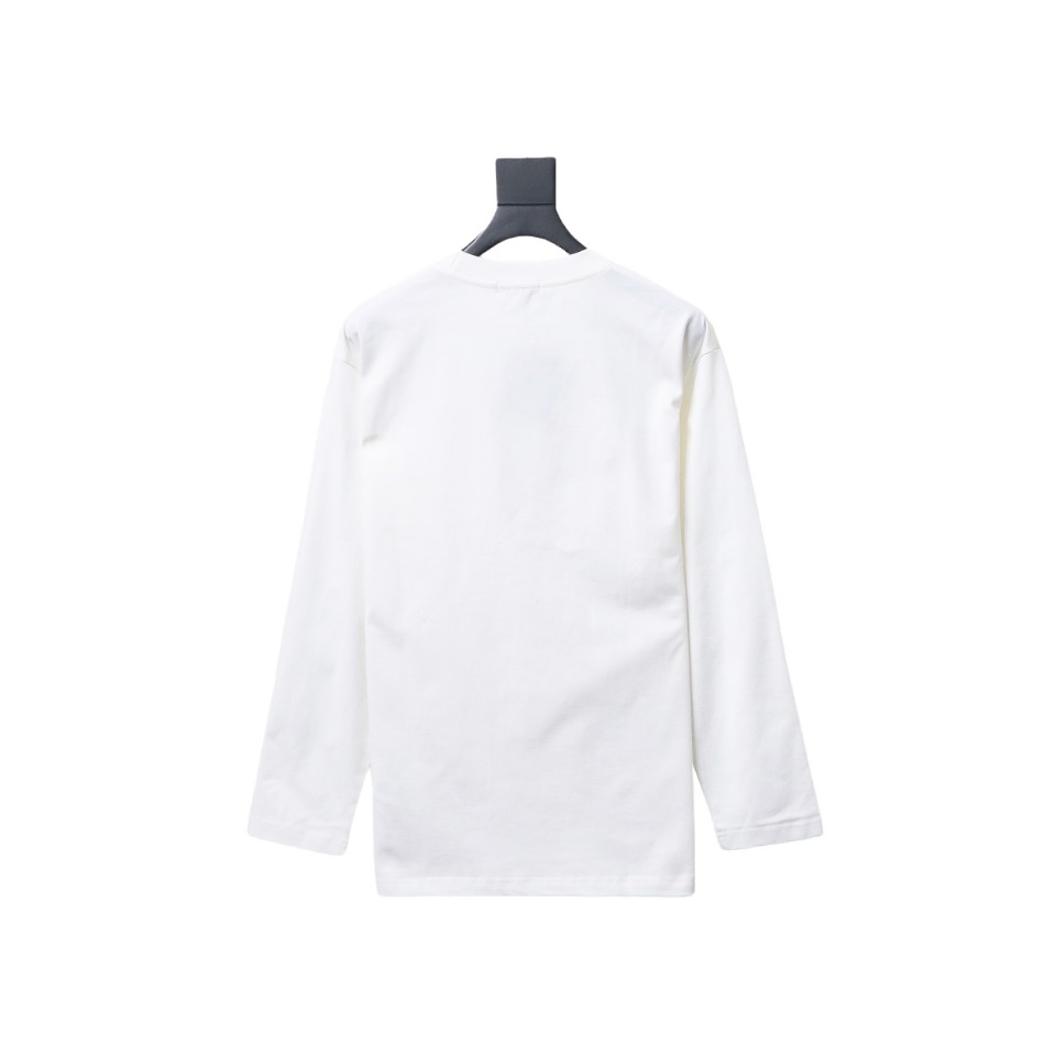 Prada 24Fw Pocket Triangle Metal Logo Long Sleeve T-shirt White