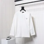 Prada 24Fw Pocket Triangle Metal Logo Long Sleeve T-shirt White