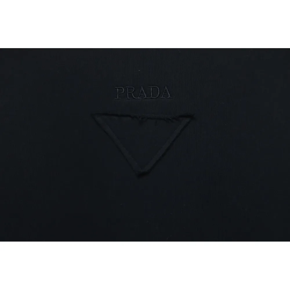 Prada 24Fw Small Letters on Chest Round Neck Hoodie Black