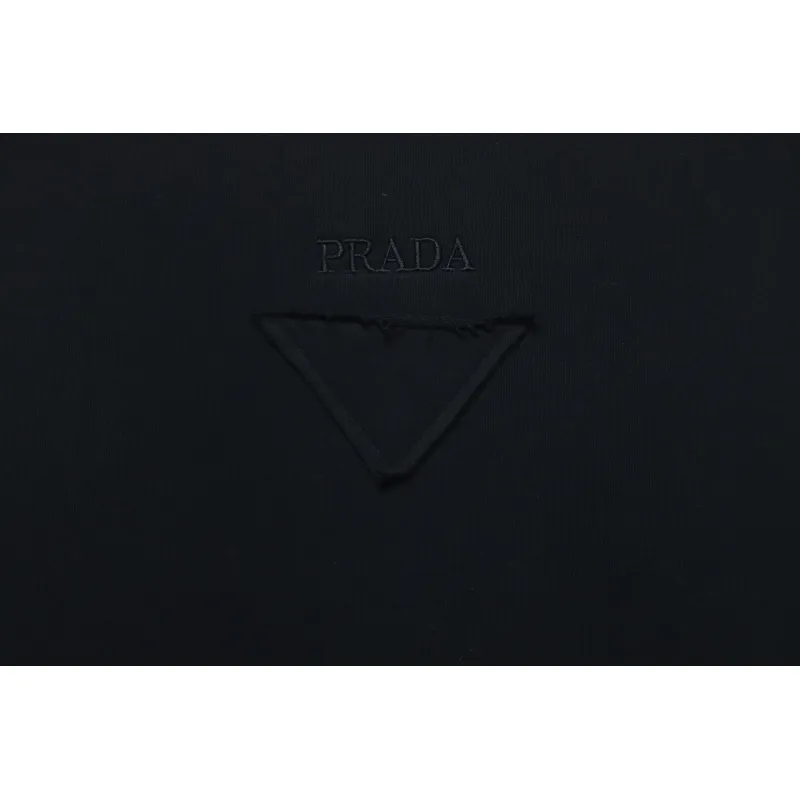 Prada 24Fw Small Letters on Chest Round Neck Hoodie Black