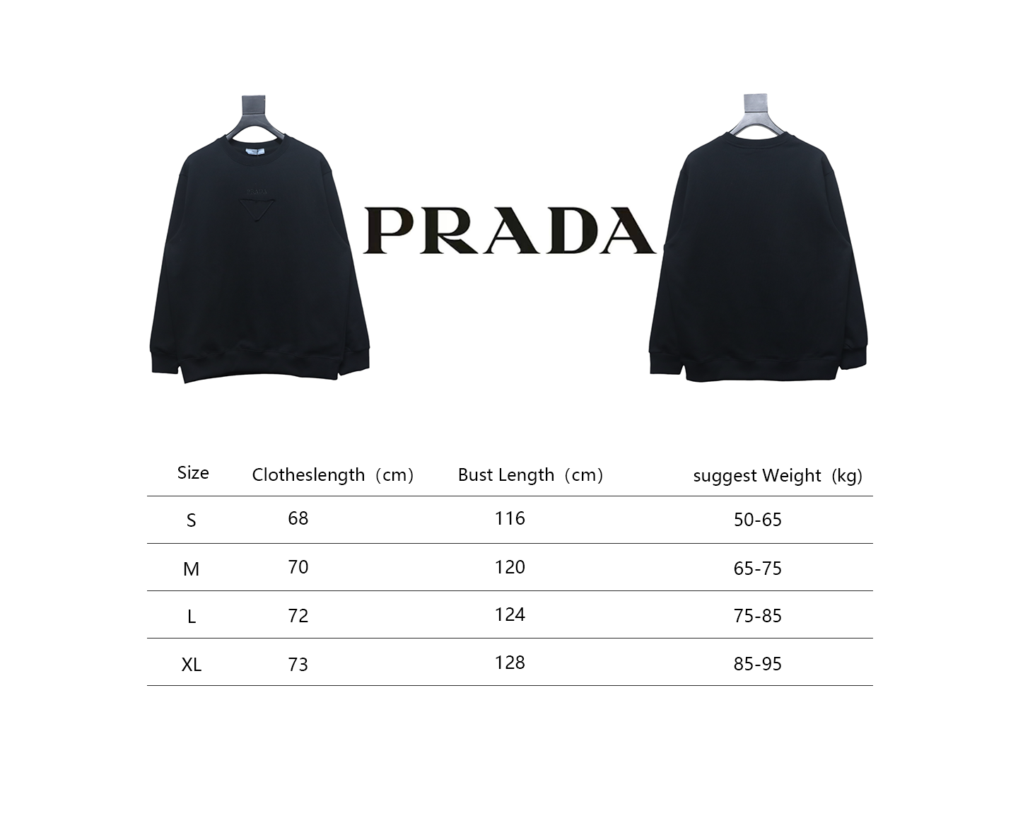 Prada 24Fw Small Letters on Chest Round Neck Hoodie Black