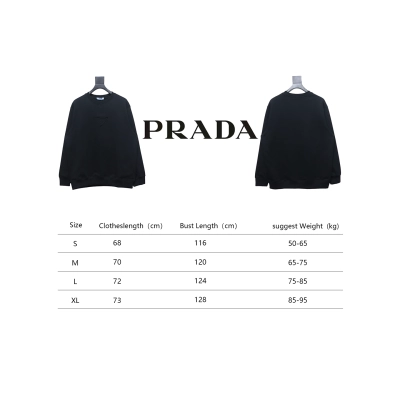 Prada 24Fw Small Letters on Chest Round Neck Hoodie Black 02