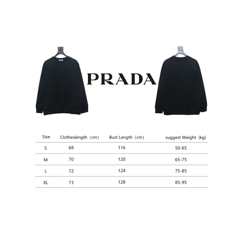 Prada 24Fw Small Letters on Chest Round Neck Hoodie Black