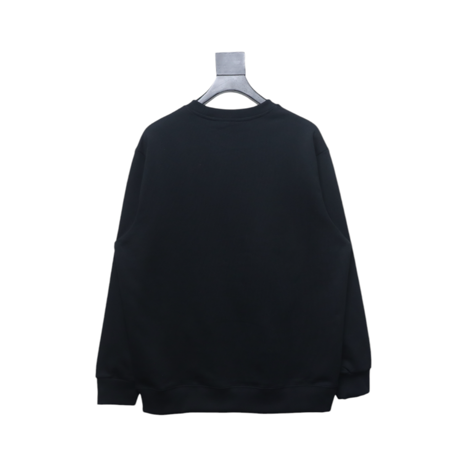 Prada 24Fw Small Letters on Chest Round Neck Hoodie Black