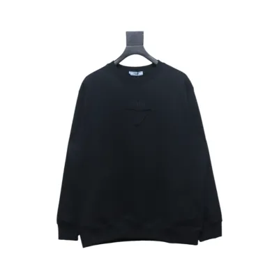 Prada 24Fw Small Letters on Chest Round Neck Hoodie Black 01