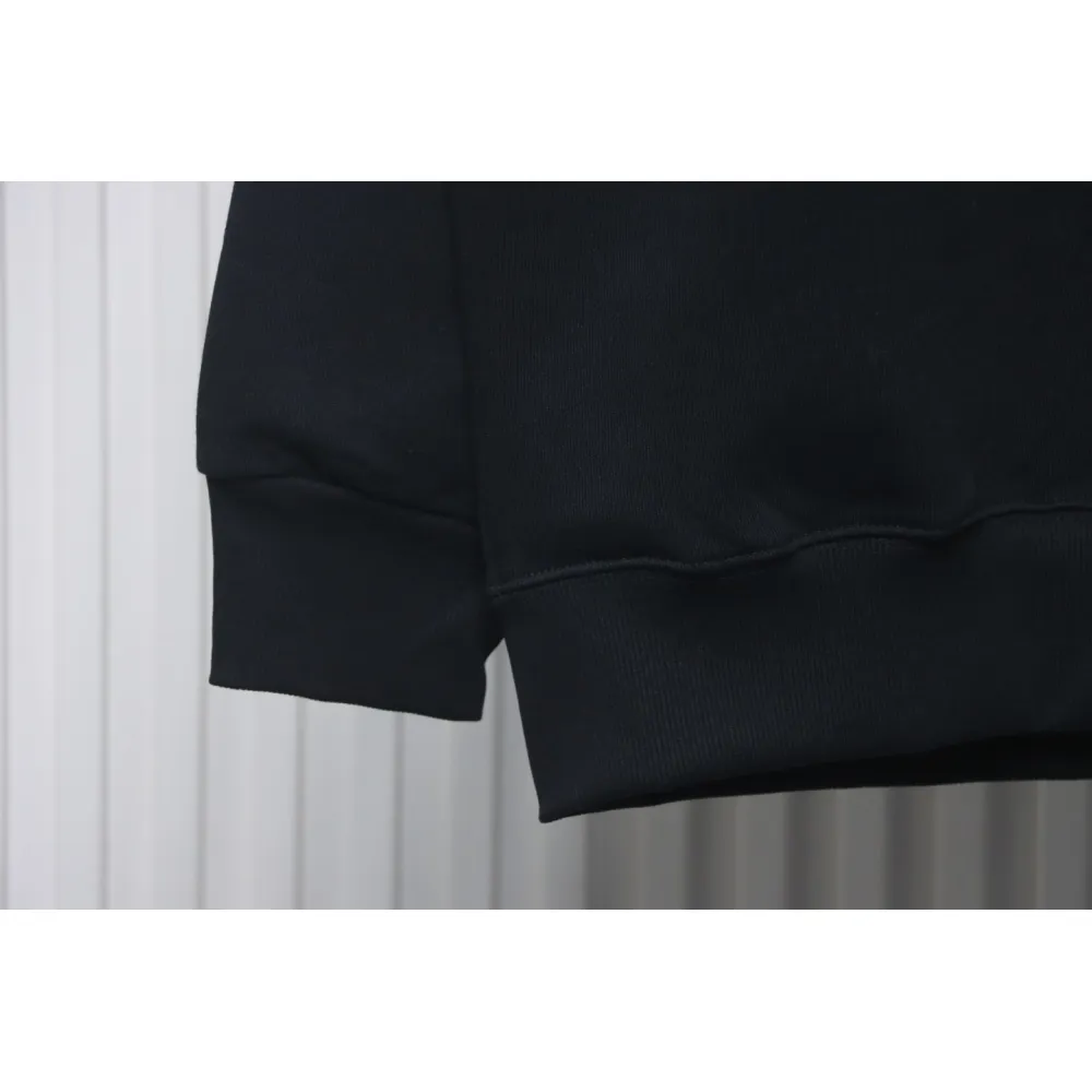 Prada 24Fw Small Letters on Chest Round Neck Hoodie Black