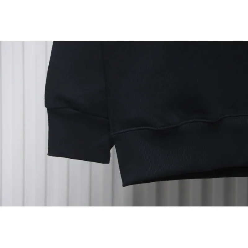 Prada 24Fw Small Letters on Chest Round Neck Hoodie Black